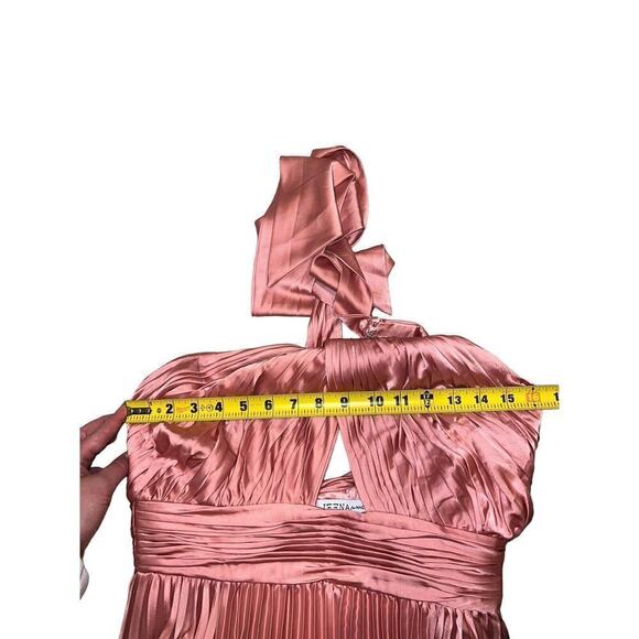 NWT Mac Duggal 11302 Rose Pink Pleated Halter Neck Asymmetrical Hem Gown Size 6 - Picture 8 of 13